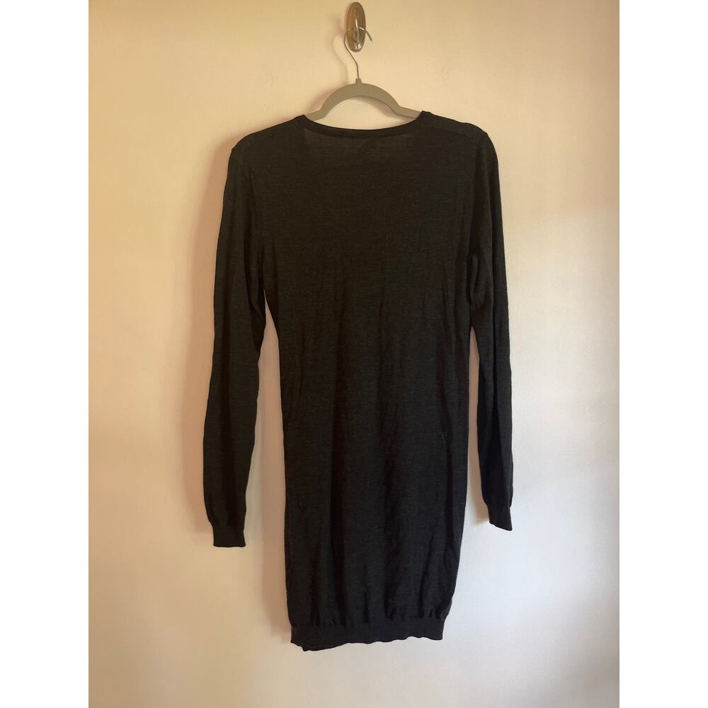 Moschino Virgin Wool Faux Wrap Sweater Dress Size 8 Gray Long Sleeves Flawed - Picture 2 of 11